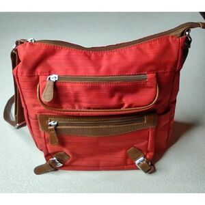 Sears Red and Brown Travel Bag with 15 Pockets